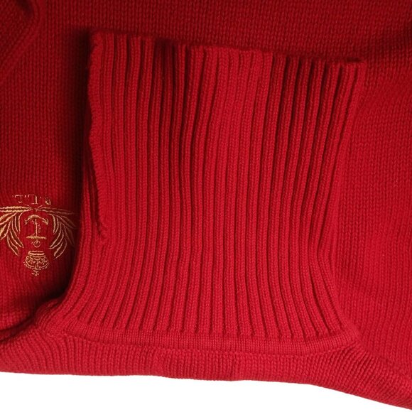 Ralph Lauren Jeans Company XL Sweater Red Turtleneck Gold Anchor Crest Nautical - Picture 15 of 15